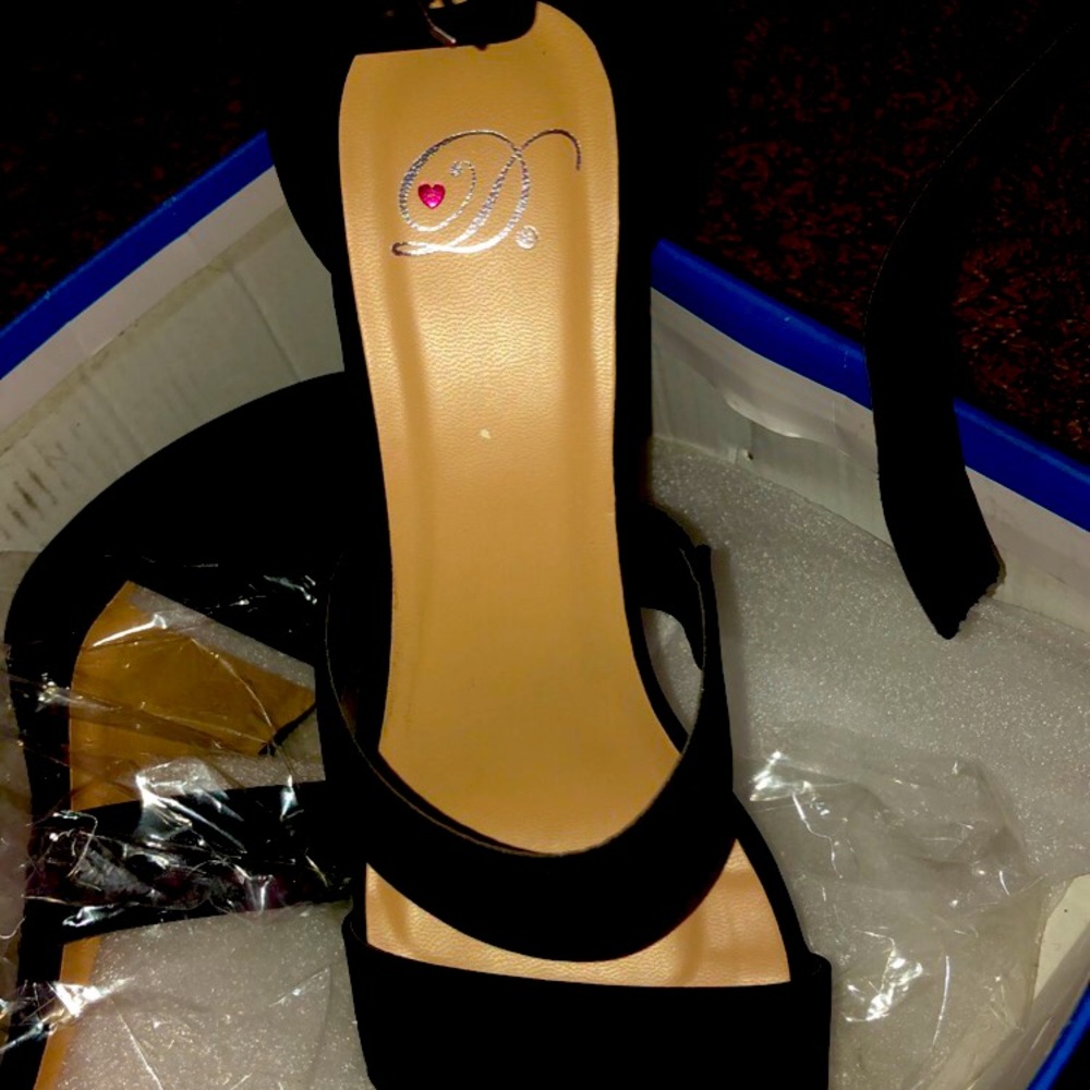 Black strap heels